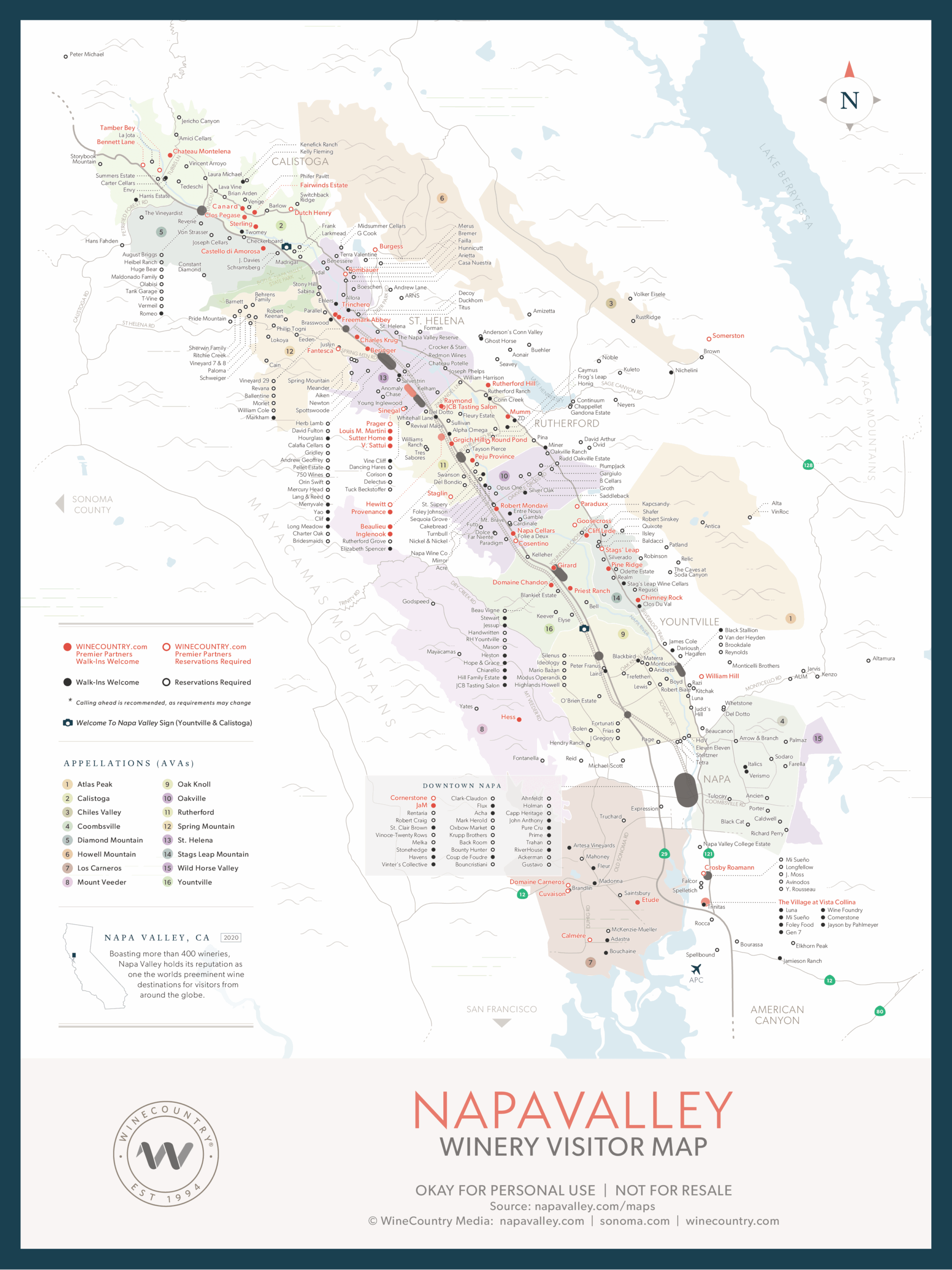 Napa Valley Winery Map 2025 Napa Valley
