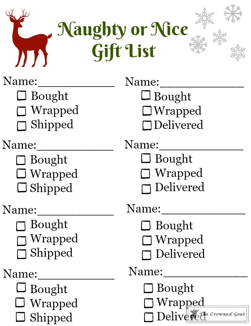 Printable Naughty Nice List