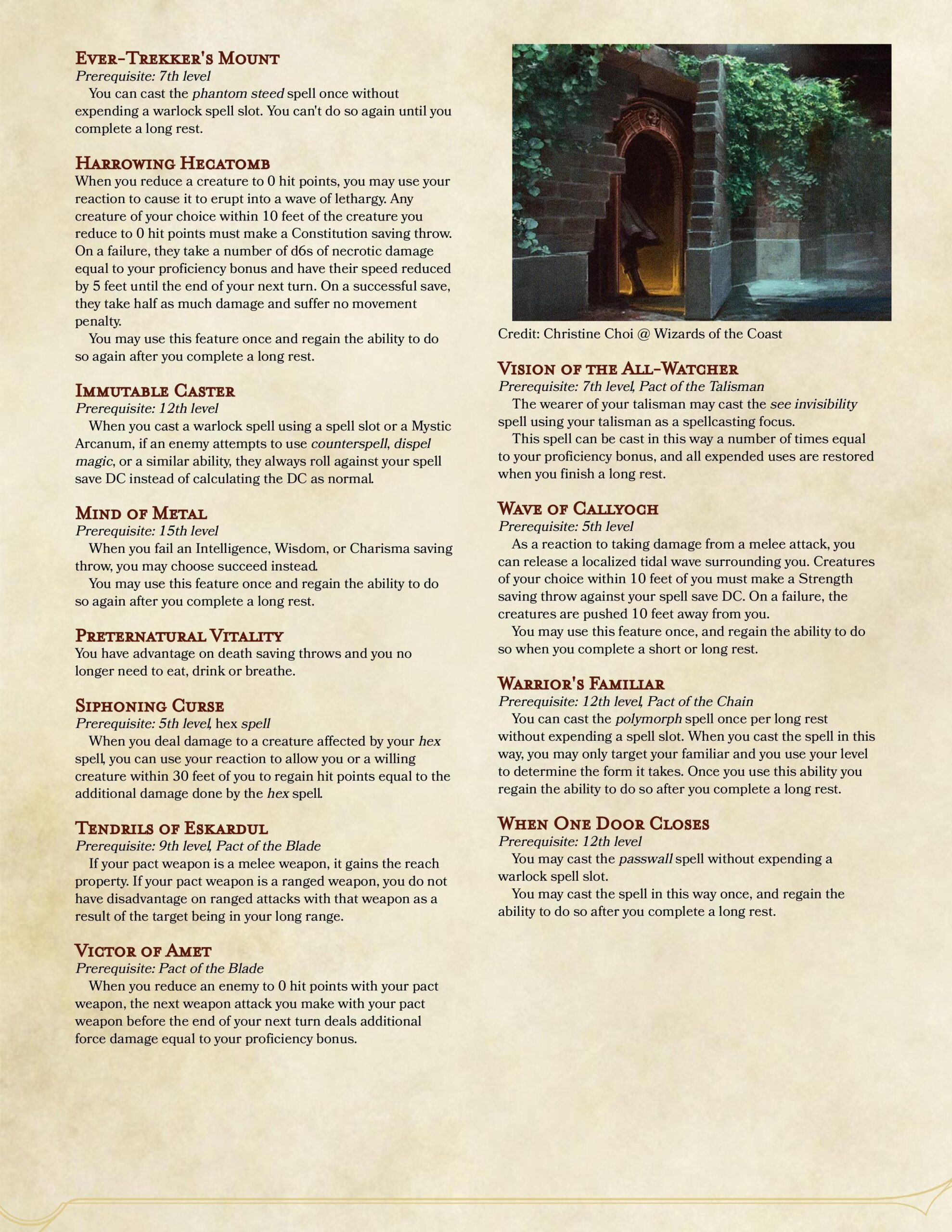 D&D 5e Warlock Invocations List Printable