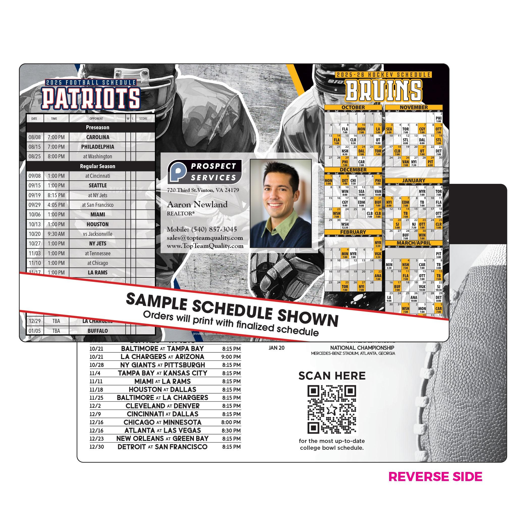 2026 New England Patriots Printable Schedule
