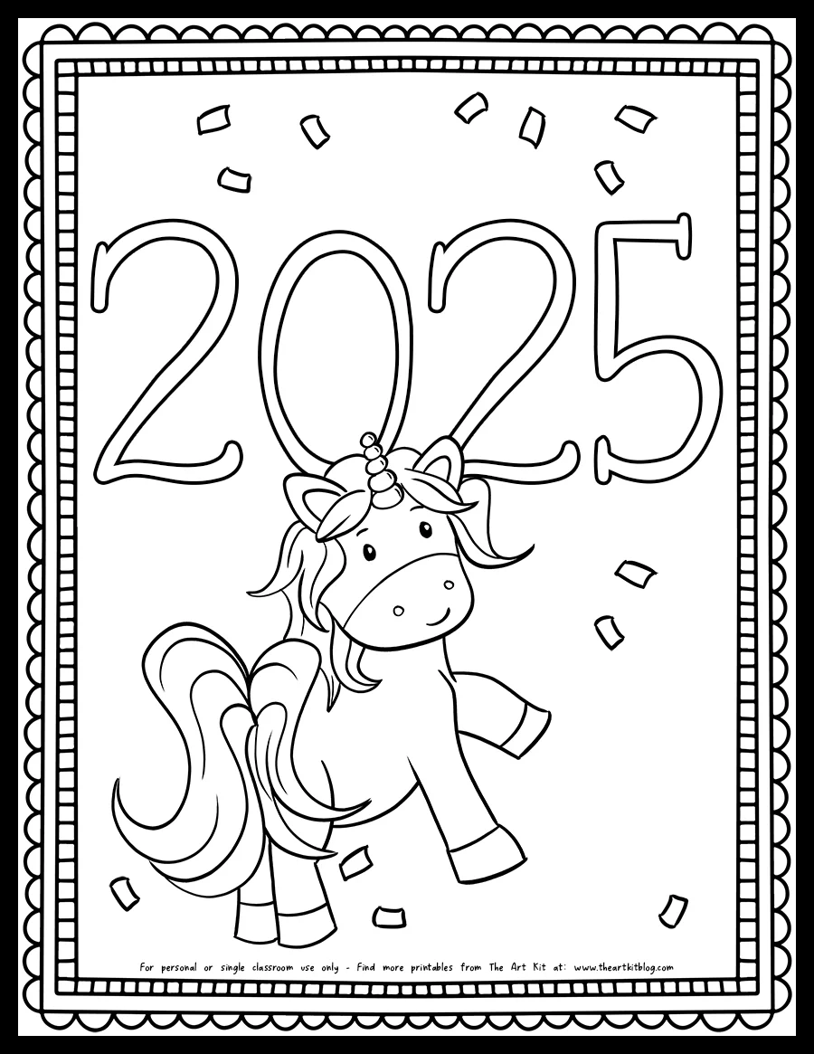 Happy New Year Coloring Sheet Printable