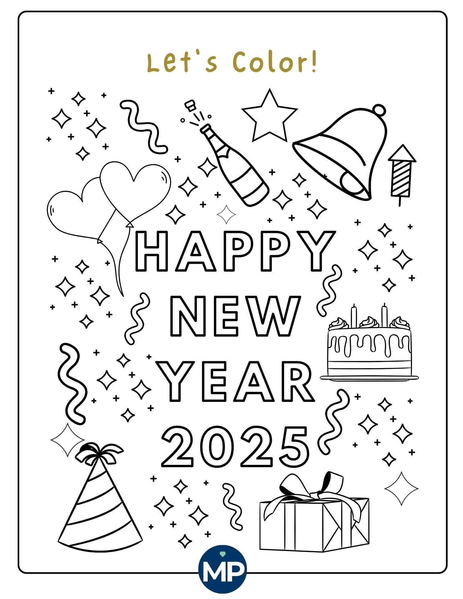 Free Printable New Year Coloring Sheets