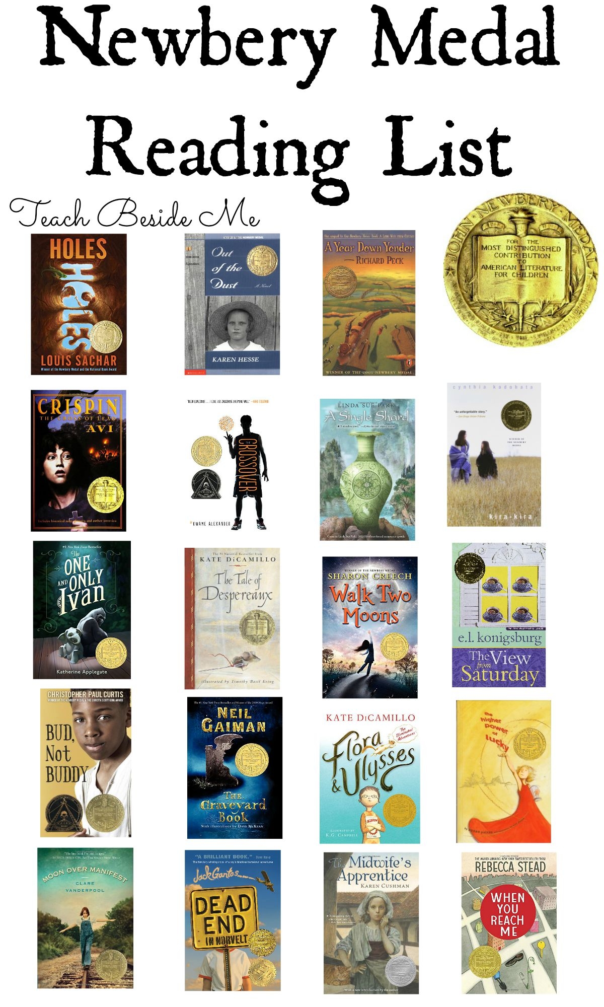 Newbery Medal Books Reading List Teach Beside Me