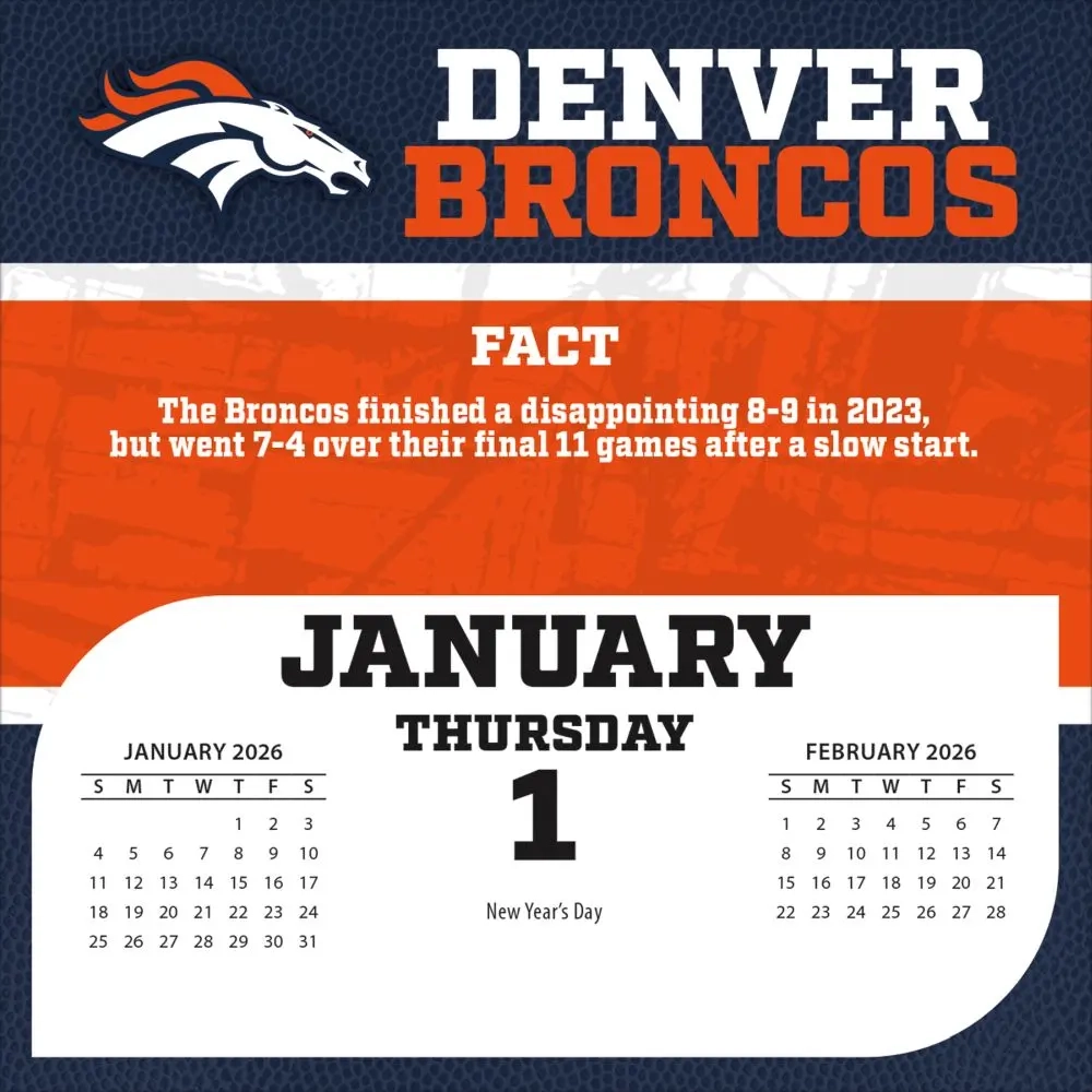 NFL Denver Broncos 2026 Desk Calendar Calendars