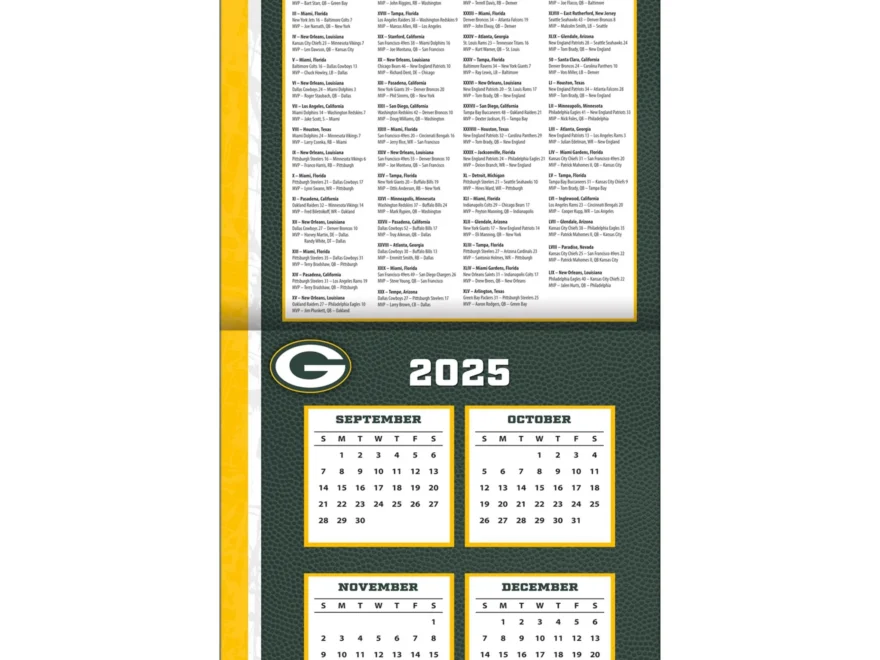 NFL Green Bay Packers 2026 Wall Calendar
