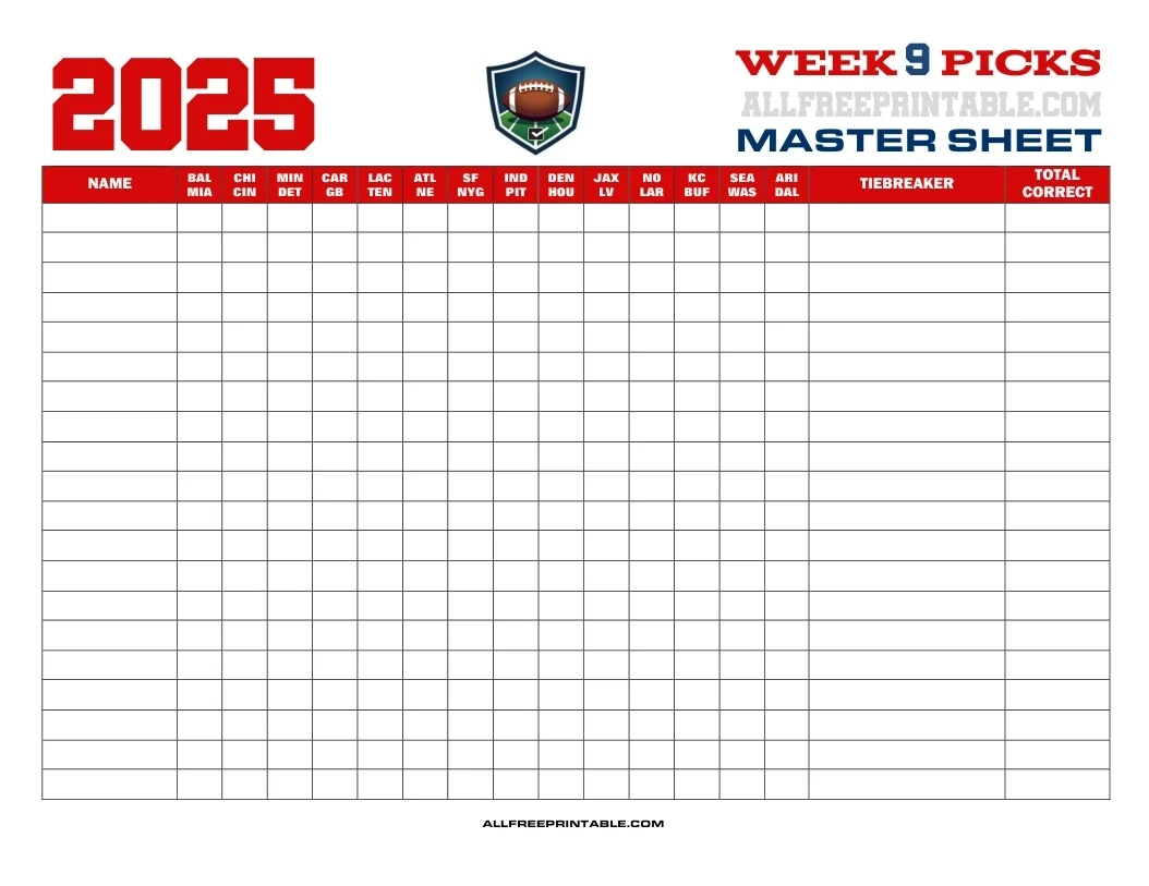 Nfl Schedule Week 9 Printable Nfl Schedule Week 9 Printable