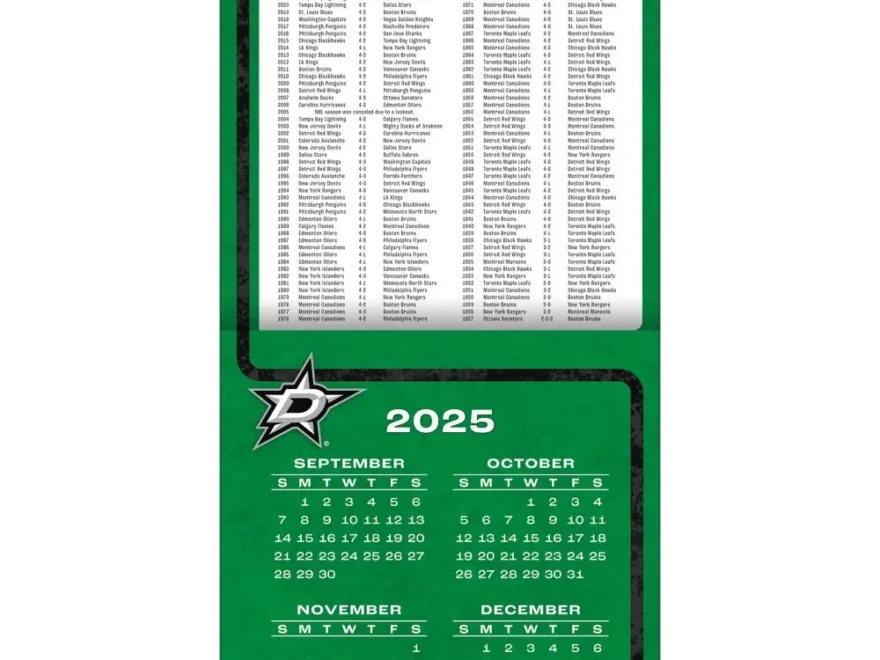NHL Dallas Stars 2026 Wall Calendar Calendars