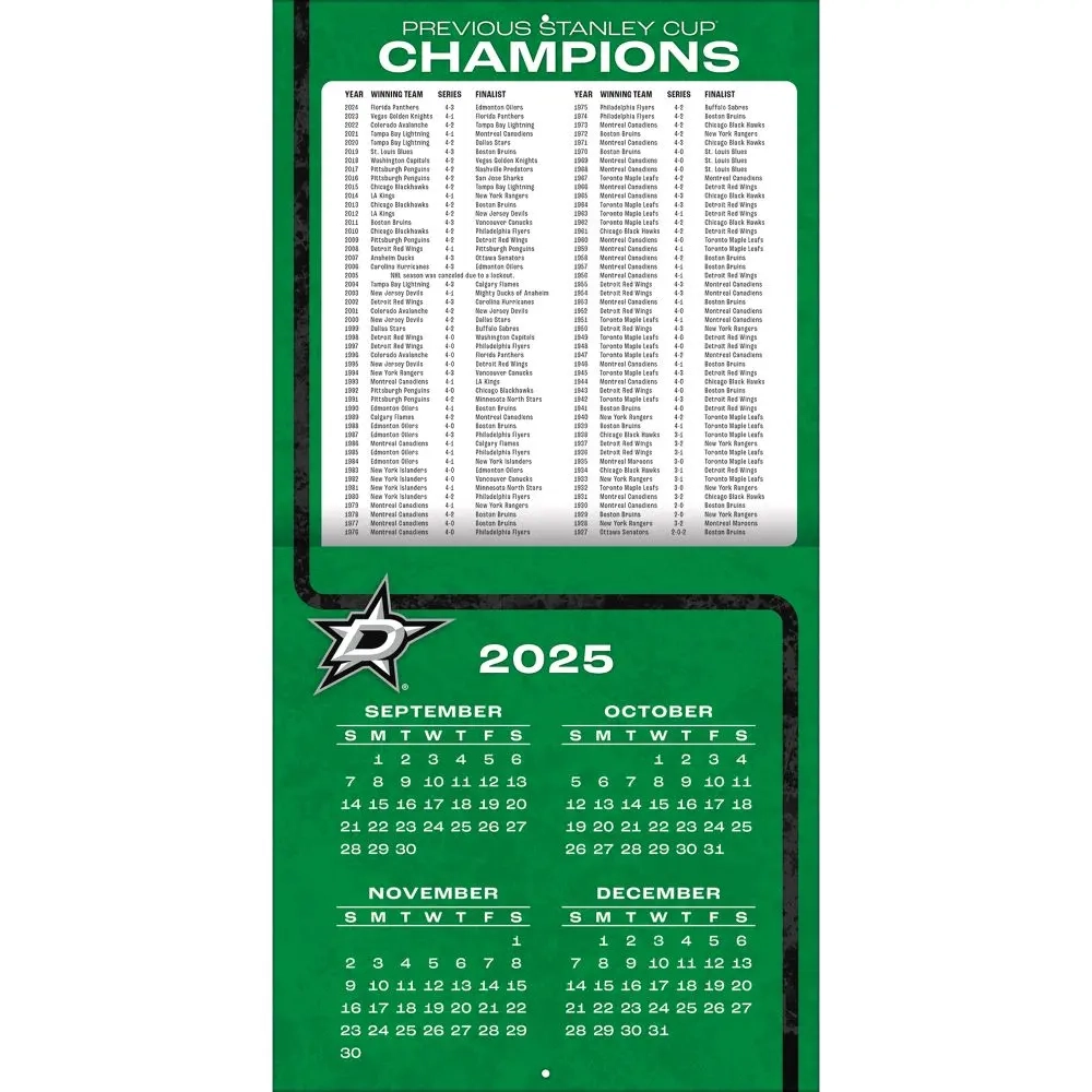 NHL Dallas Stars 2026 Wall Calendar Calendars