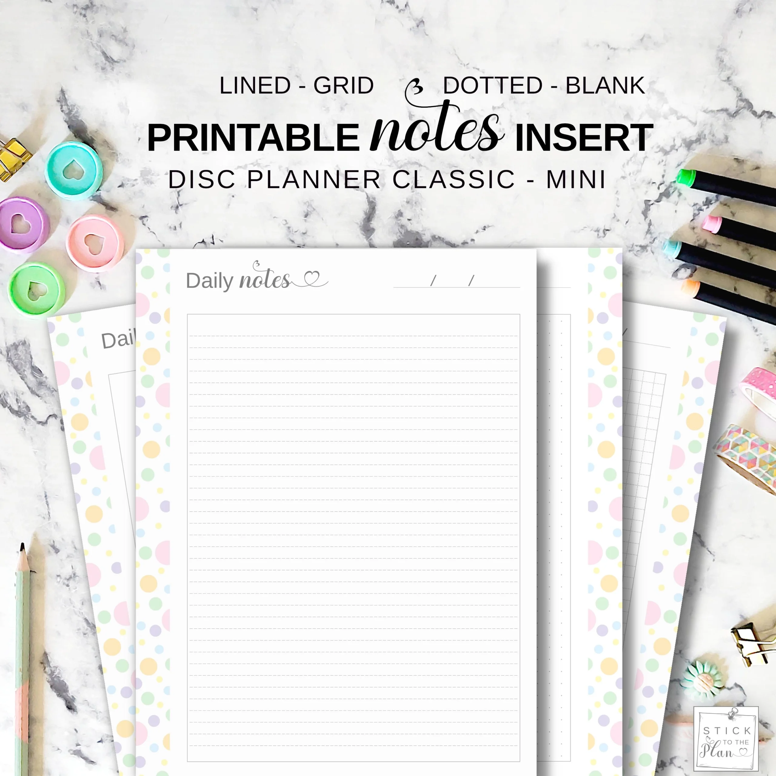 Notes Insert Classic Size Disc Planner Printable Lined Note Pages Mini Grid Paper Discbound Dot Paper Refill Blank Note Taking Sheets Etsy