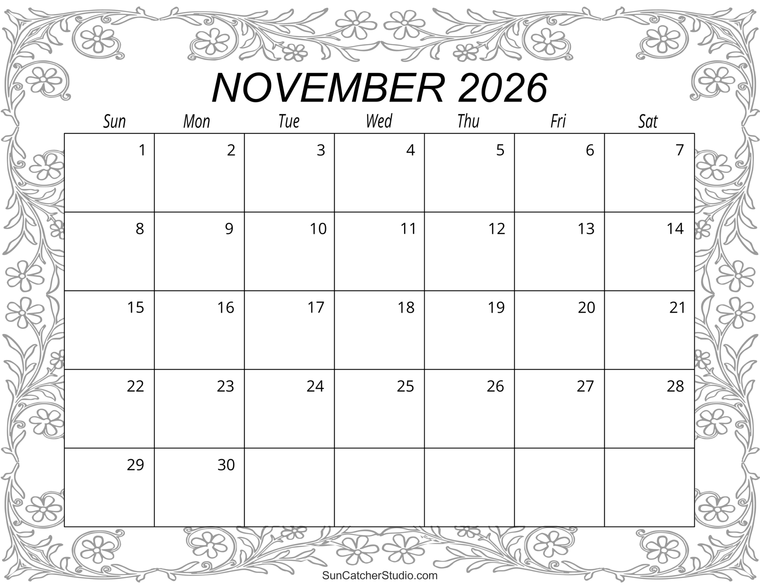 November 2026 Calendar Free Printable Free Printables Monograms Design Tools Patterns DIY Projects November 2026 Calendar Free Printable Free Printables Monograms Design Tools Patterns DIY Projects
