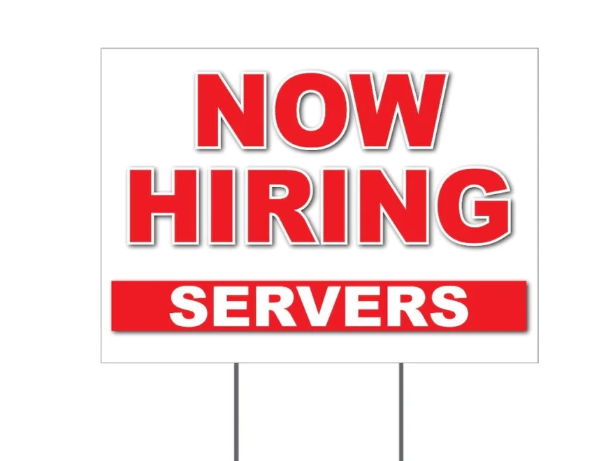 Now Hiring Servers Yard Sign Printed 2 sided 12x18 24x18 Or 36x24 Metal H stake Included Etsy