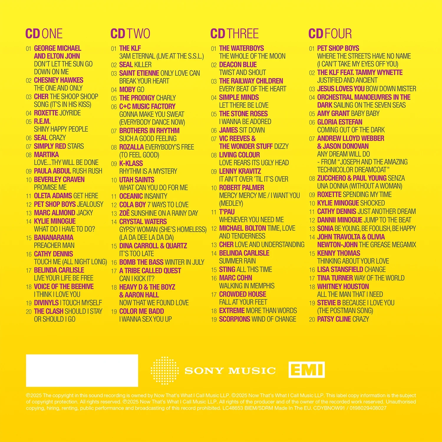 NOW Yearbook 1991 4CD Exclusive Numbered Print NOW MUSIC Official Store