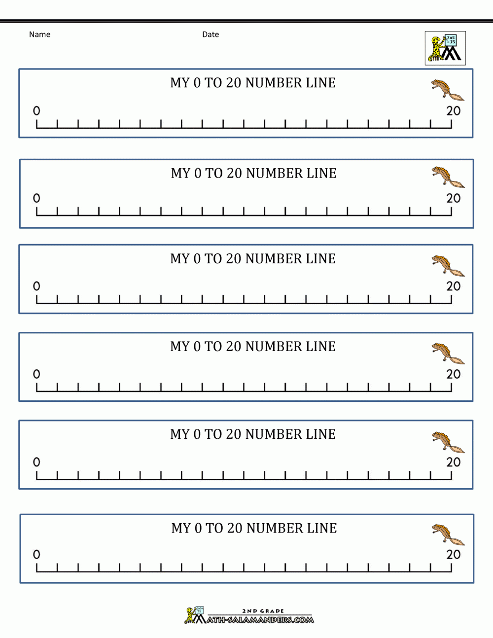 Printable Number With Name Lines Sheet