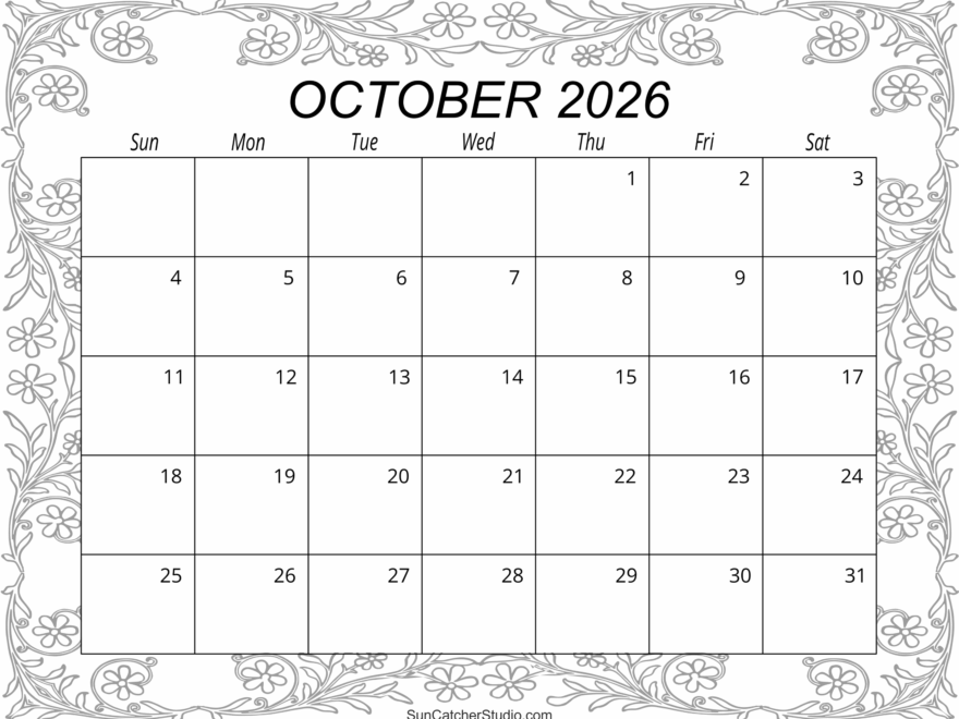 October 2026 Calendar Free Printable Free Printables Monograms Design Tools Patterns DIY Projects
