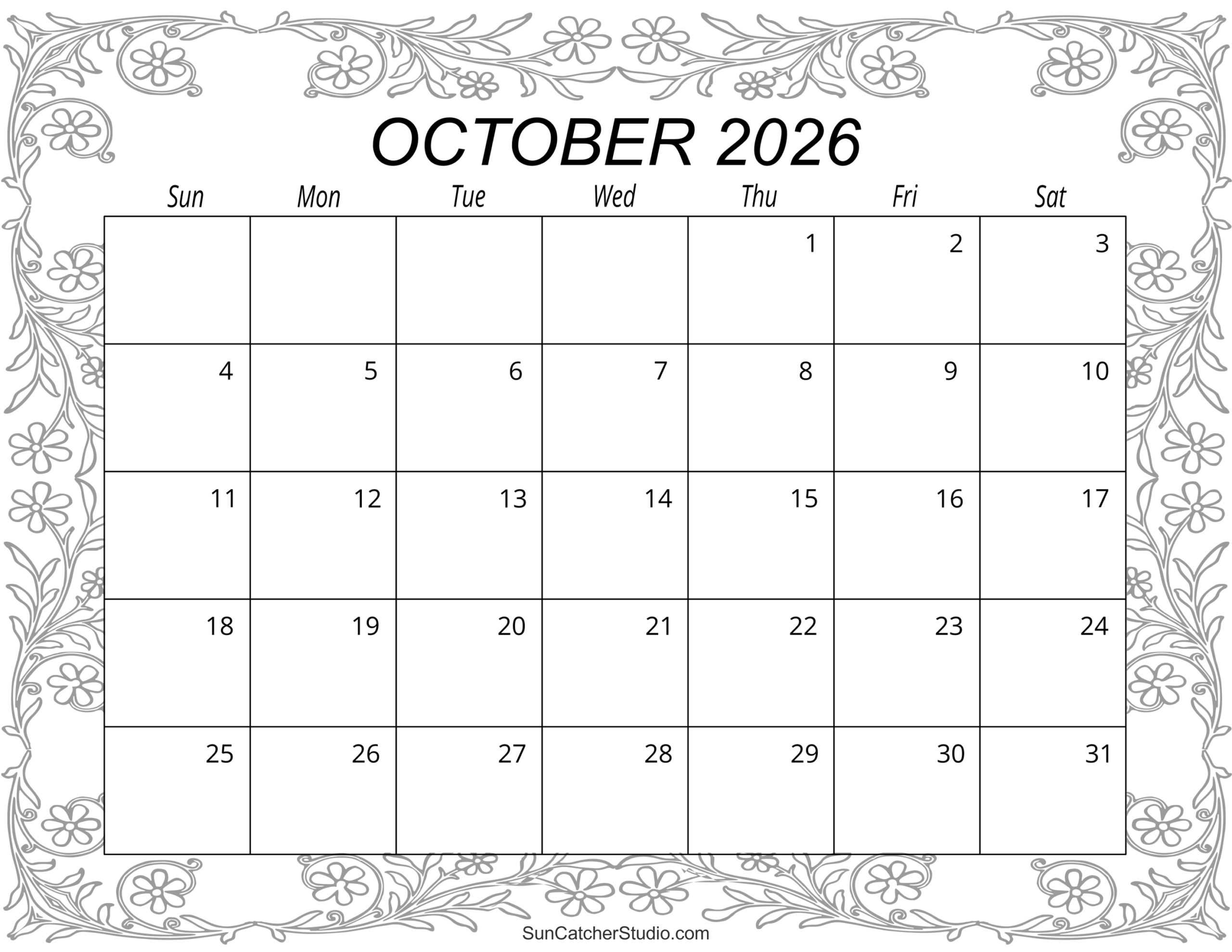 October 2026 Calendar Free Printable Free Printables Monograms Design Tools Patterns DIY Projects October 2026 Calendar Free Printable Free Printables Monograms Design Tools Patterns DIY Projects