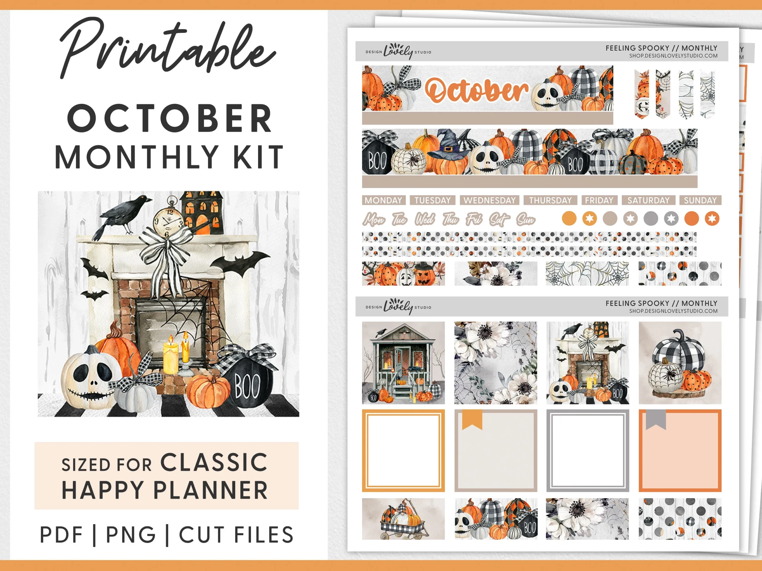 October Planner Stickers Happy Planner Monthly Sticker Kit Halloween Planner Stickers Printable Planner Stickers Cut Files HPMV205 Etsy