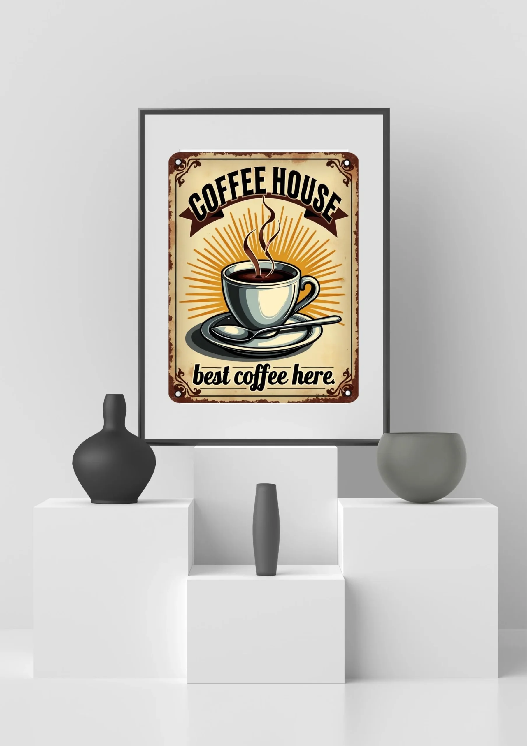 Offee House Wall Art Printable Vintage Cafe Sign Best Coffee Here Bookish Blindside