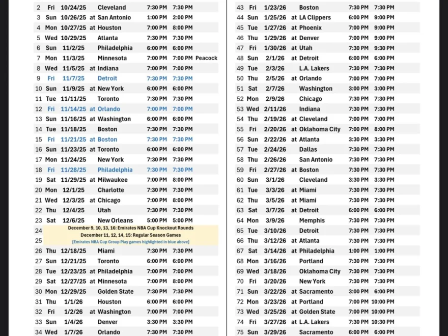 Official 2025 2026 Schedule First Game Vs The Hornets Home Opener Vs The Cavs R GoNets