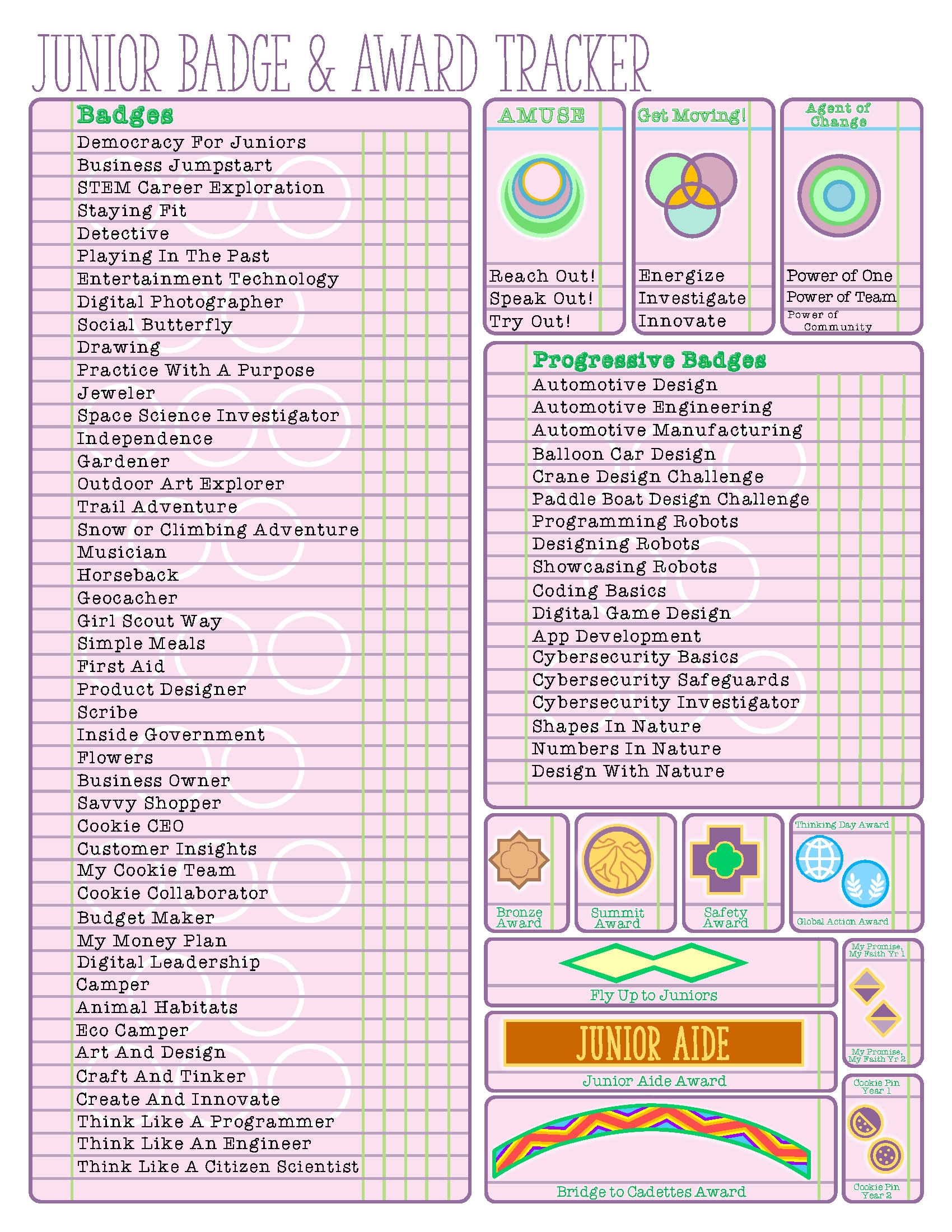 Girls Scout Printable Badge List