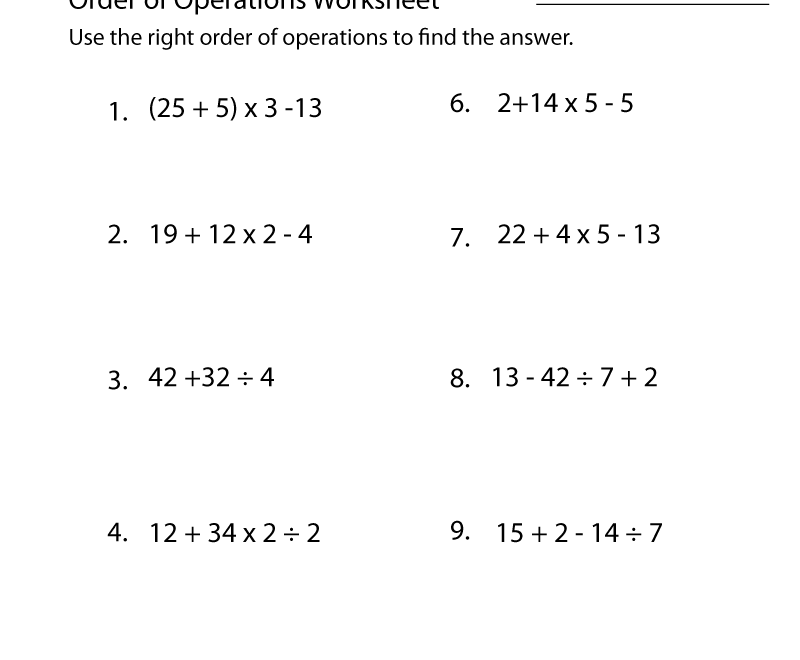 Order Of Operations Practice Worksheet Worksheets Worksheets Worksheets Library