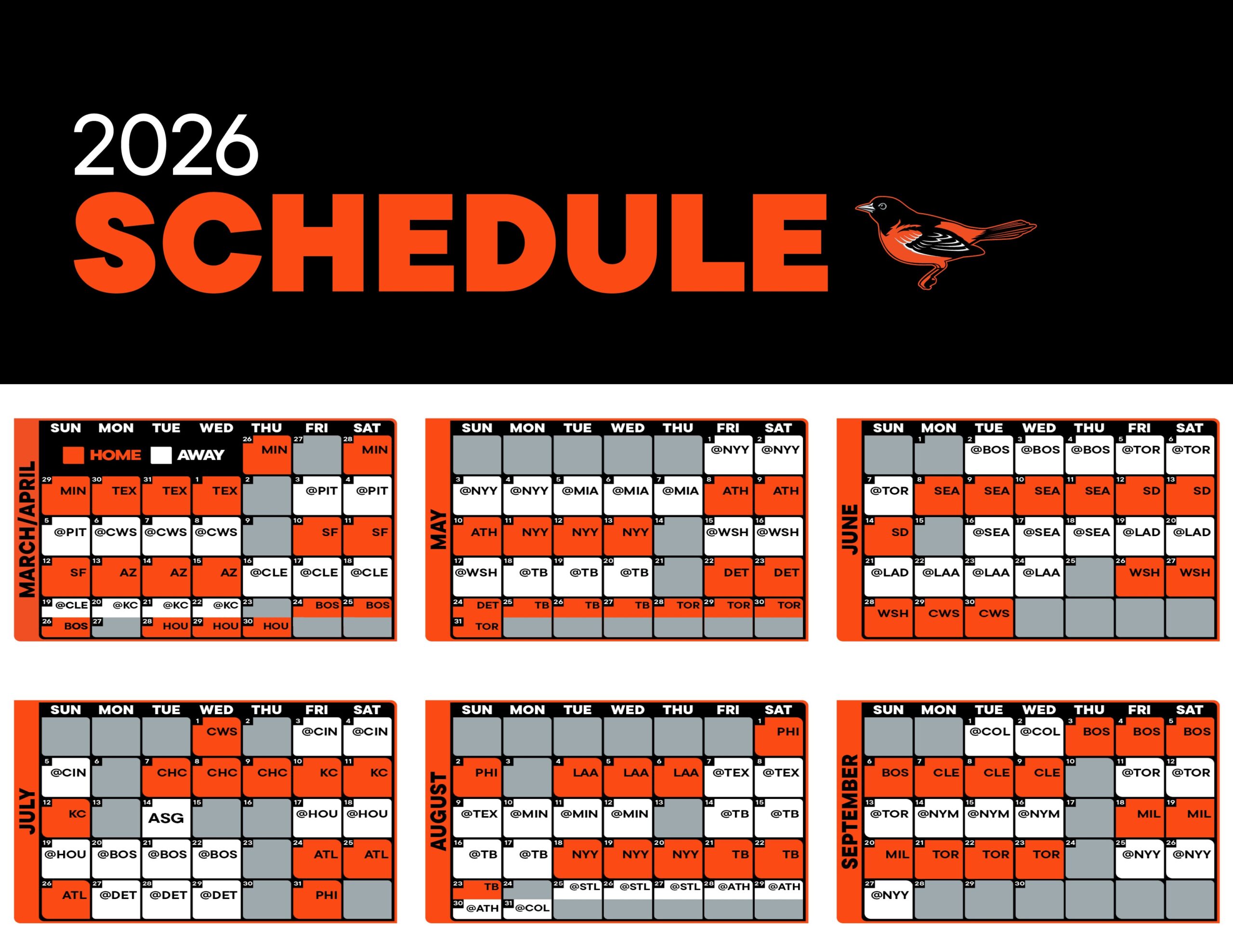 Orioles Announce 2026 Schedule Blog
