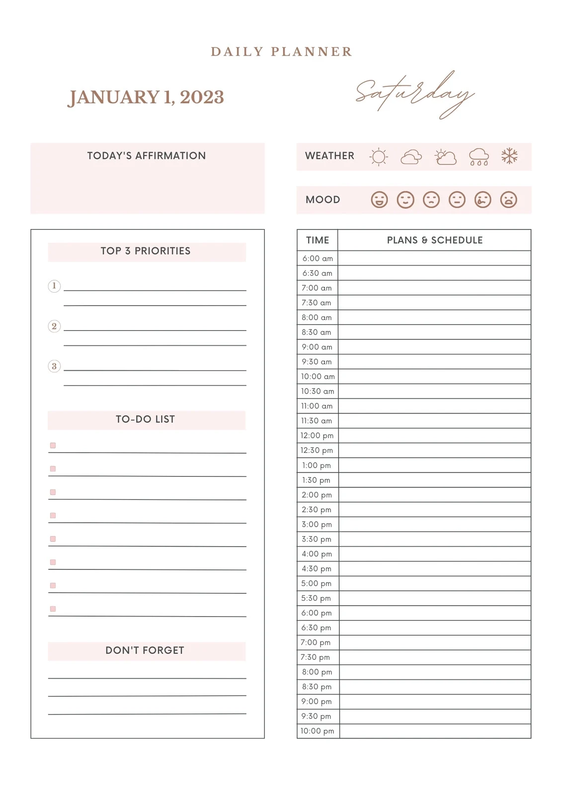 Page 2 Free Printable Customizable Personal Planner Templates Canva