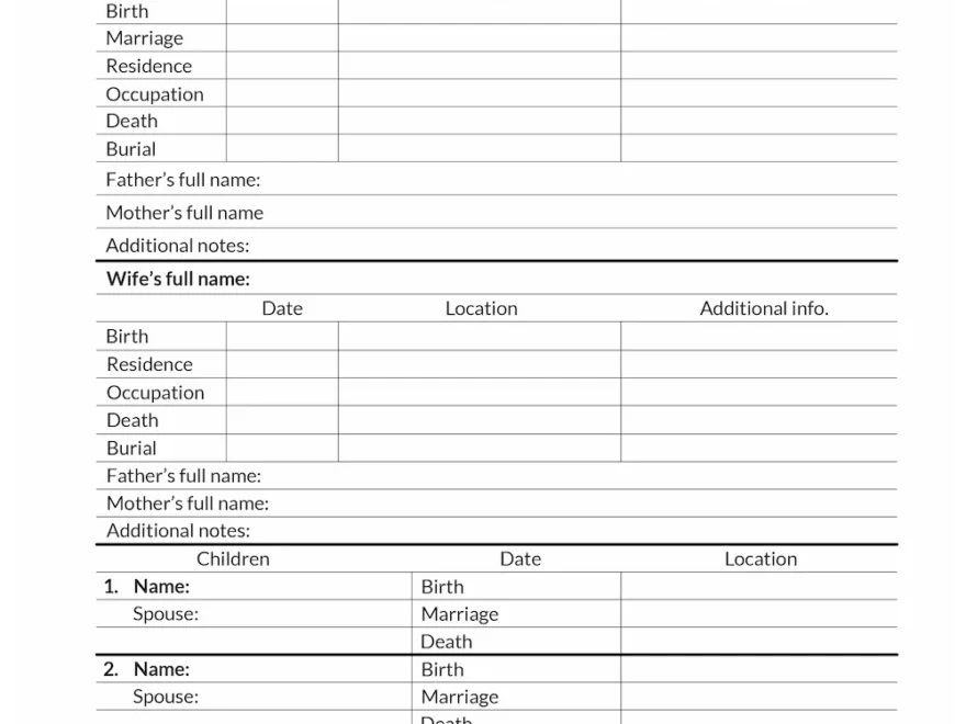 Pedigree Worksheet PDF Set LARGE PRINT Fillable Pedigree Chart Fam EasyGenie