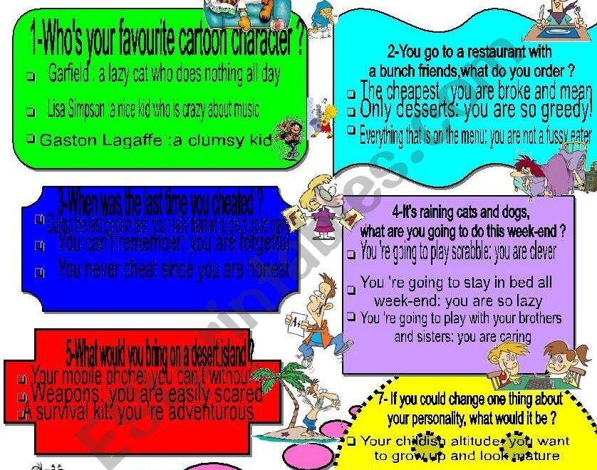 Personality Quiz ESL Worksheet By Edwi