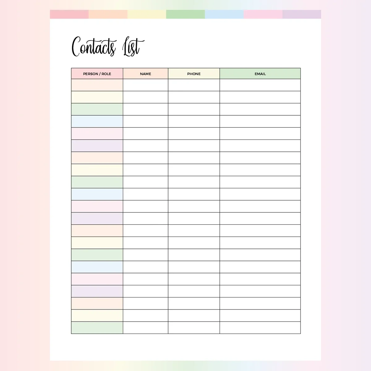 Phone Directory Printable Instant Download PDF A4 And US Letter Plan Print Land