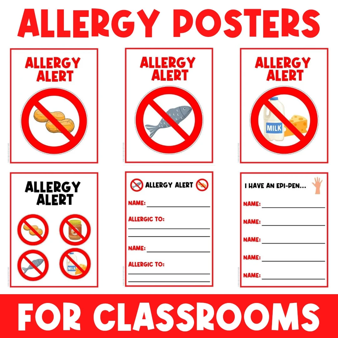 PHYSICAL COPY Allergy Alert Classroom Poster Signs Decor Visual Printable Signs Poster Label Classroom Signs Directions Etsy