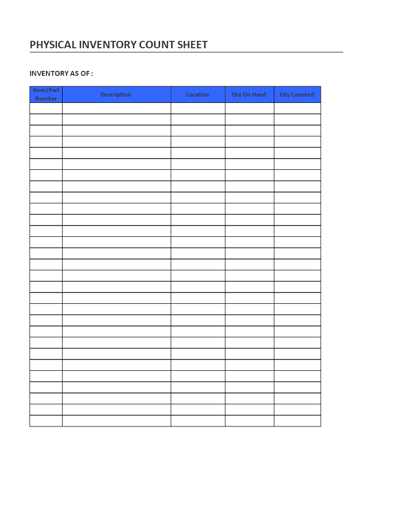 Printable Physical Inventory Count Sheet