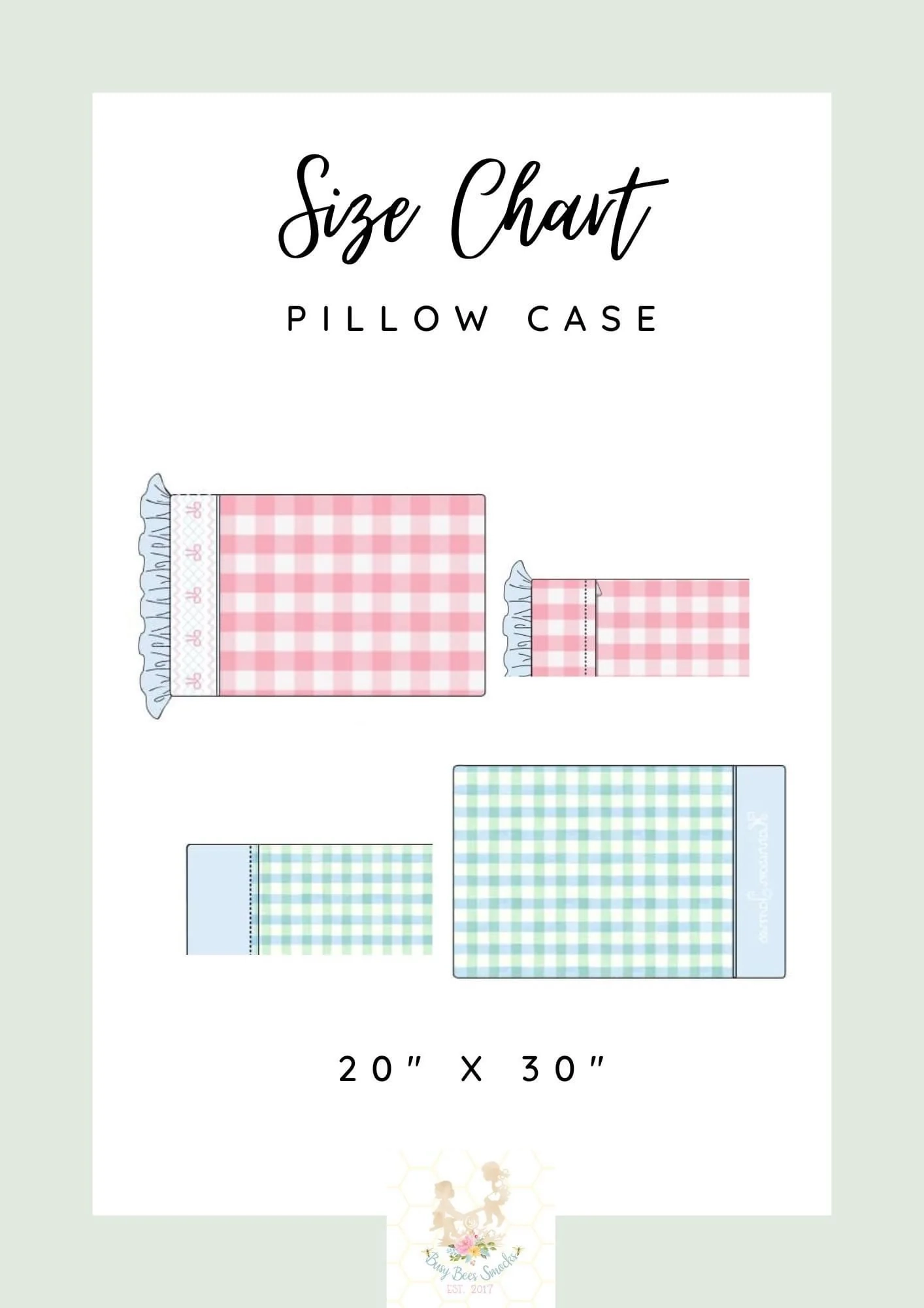 Pillow Case Size Chart Busy Bee Smocks 