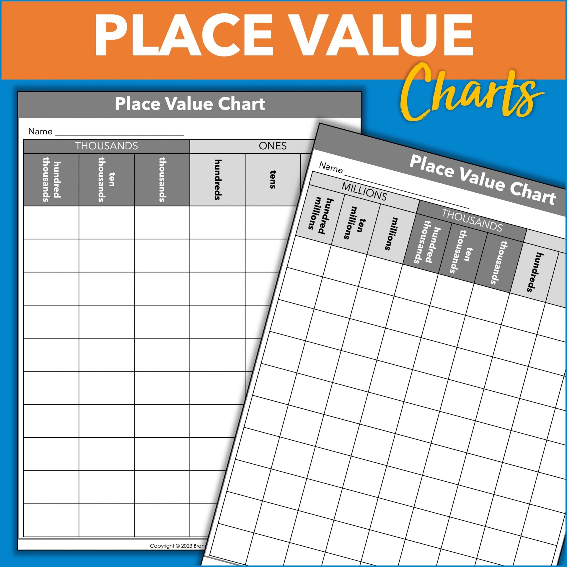 Printable Place Value Charts To Thousands