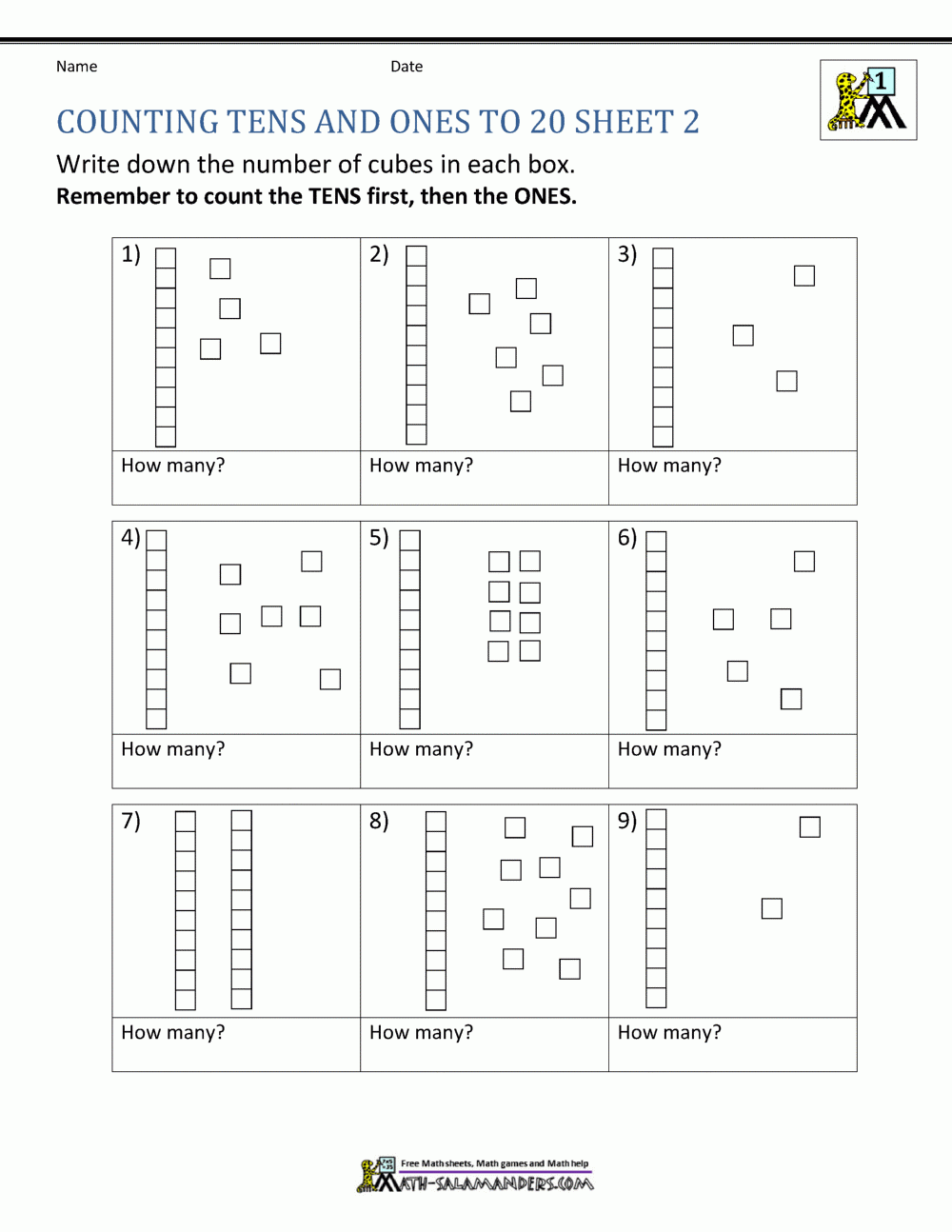 Printable Counting Tens And Ones Sheet Printable Counting Tens And Ones Sheet