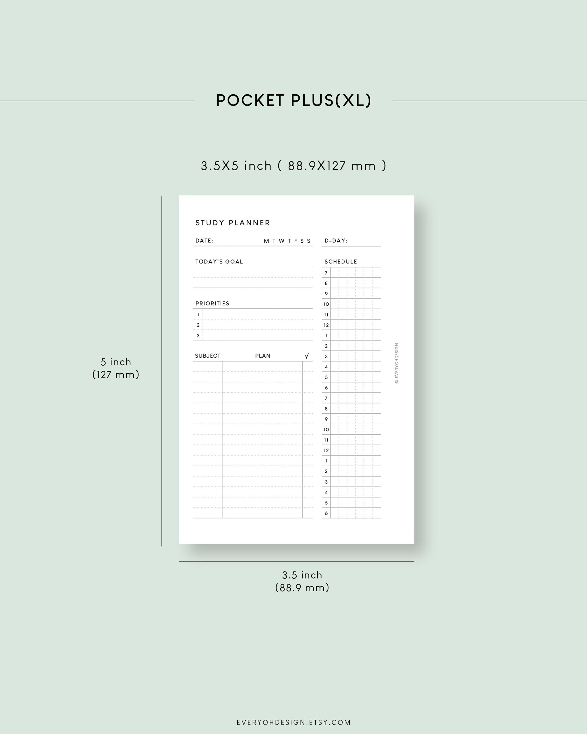 3.5 Inch Printable Weekly Planner