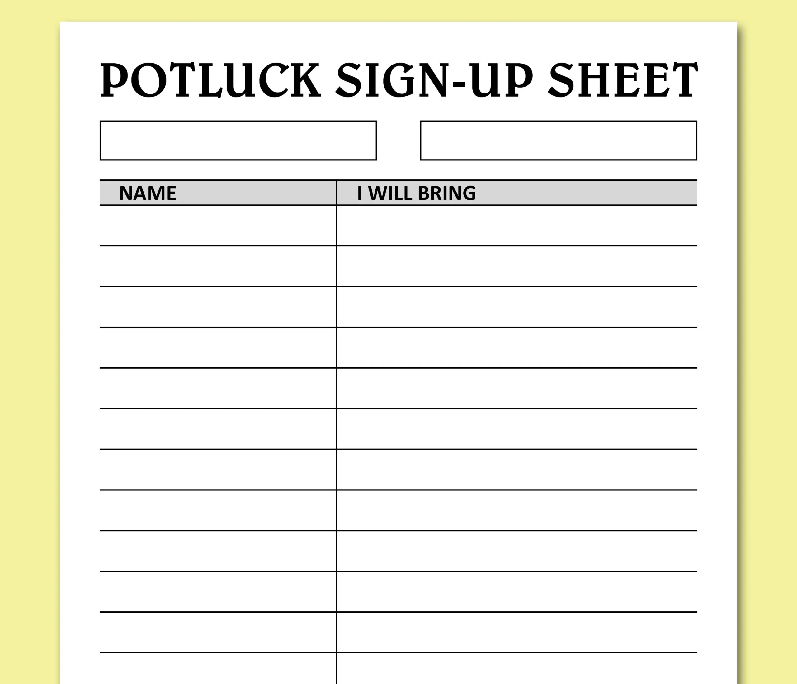 Potluck Sign Up Sheet Printable Holidays Events Potluck Brunch Dinner Party Food Signup Organizer Instant Download Letter A4 PDF Etsy