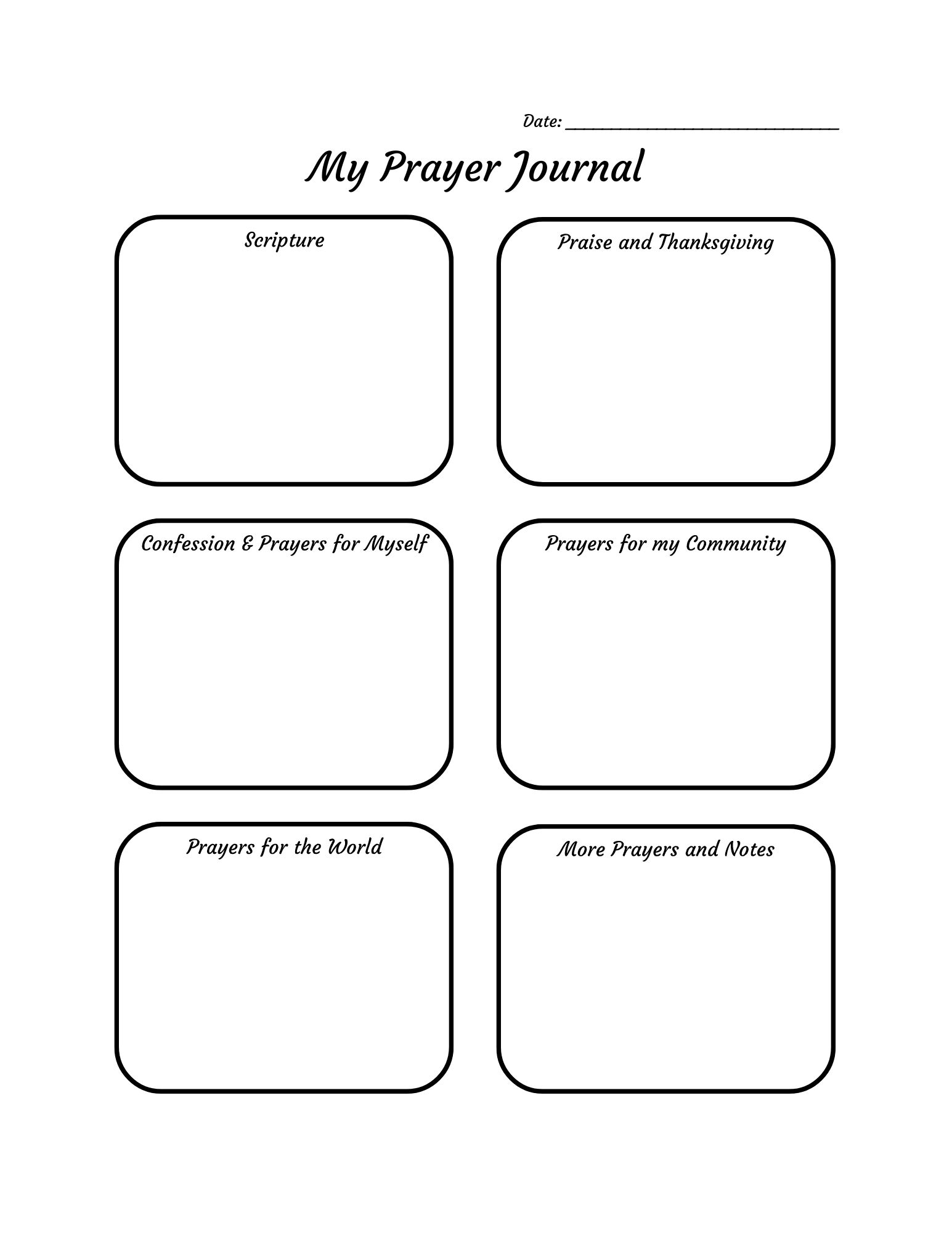 Printable Journaling Prayer Sheet