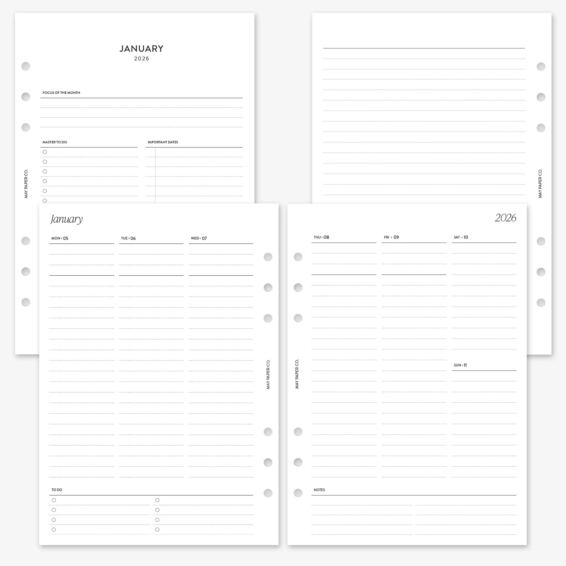 PRINTABLE 2026 WEEKLY WO2P Vertical Lined MAY PAPER CO 