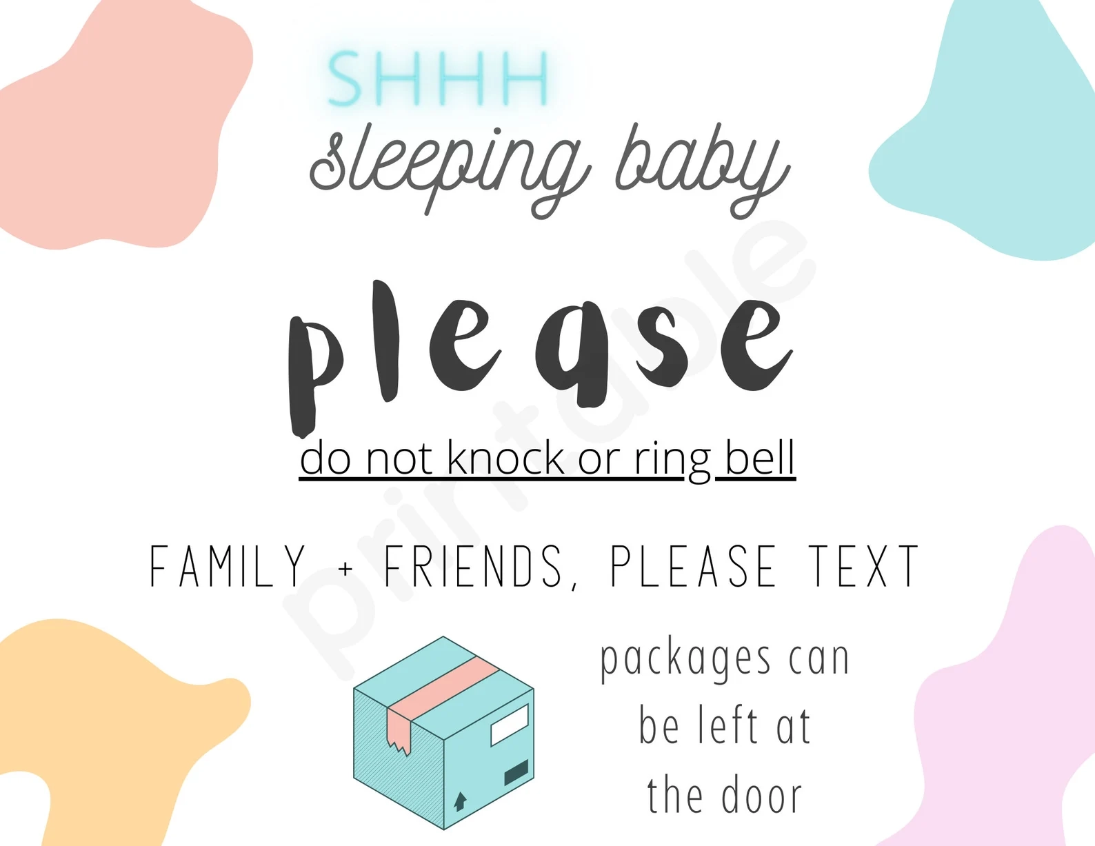 Baby Dont Ring Bell Sign Printable