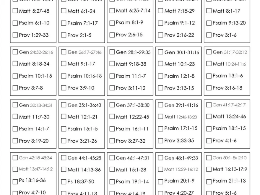 Printable Bible Reading Plan Read The Bible In One Year Etsy