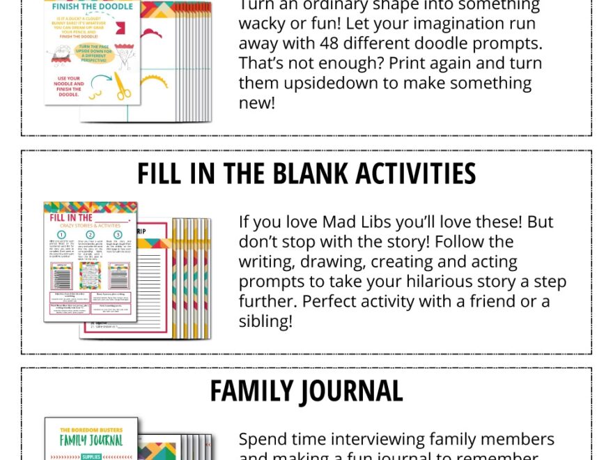 Printable Boredom Buster Activity Sheets Eclectic Momsense
