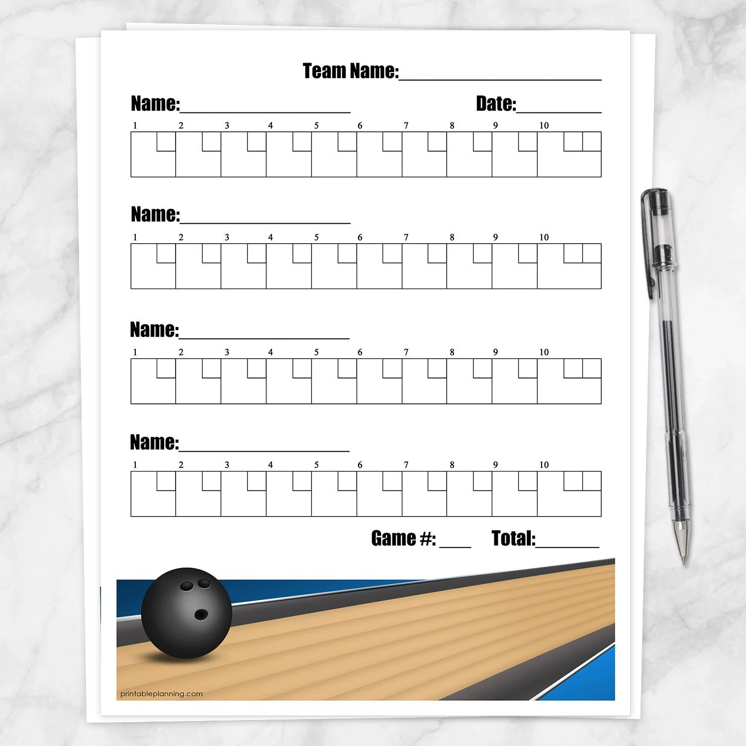 Bowling Score Sheet Printable