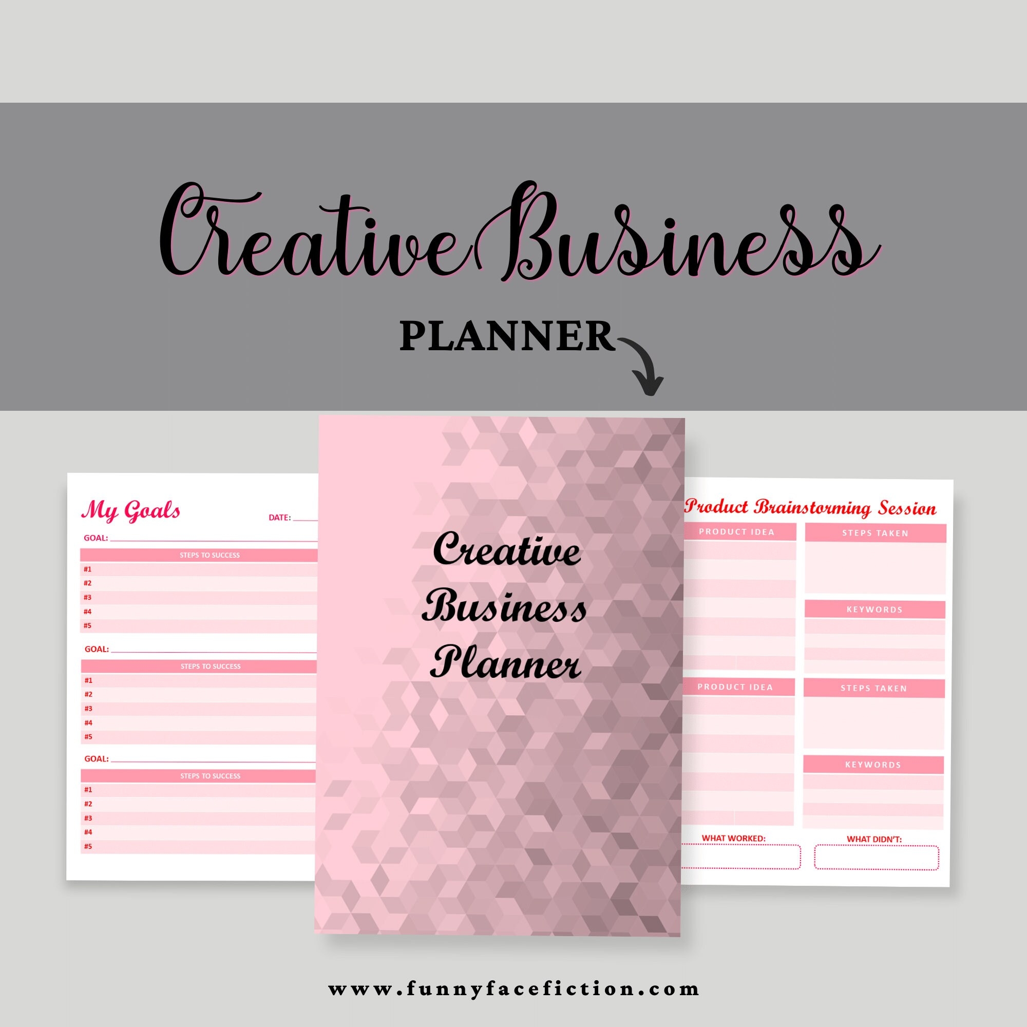 Printable Business Planner Creative Business Planner Small Business Planner Business Tracker Home Business Tracker Bright Pink Planner Etsy