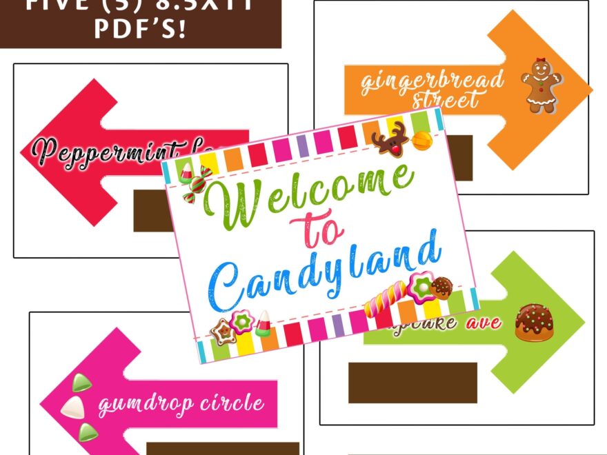 PRINTABLE Candyland Welcome Sign Plus 4 Directional Signs Candyland Theme Street Signs Candyland Instant Download Directional Signs Etsy Norway