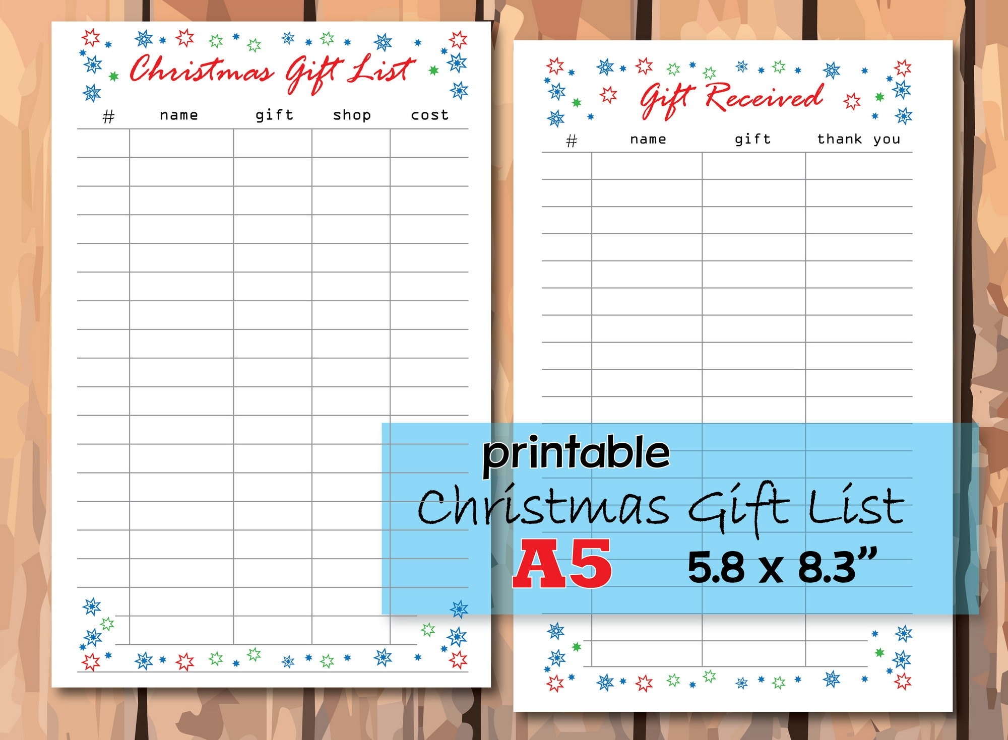 Printable Christmas Gift List Printable Gifts Received List Gift Tracker A5 Planner Inserts Instant Download Etsy