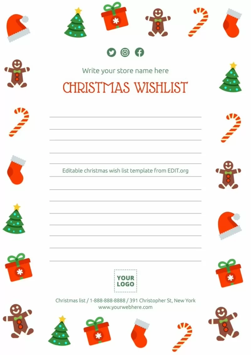 Christmas List Template Free Printable