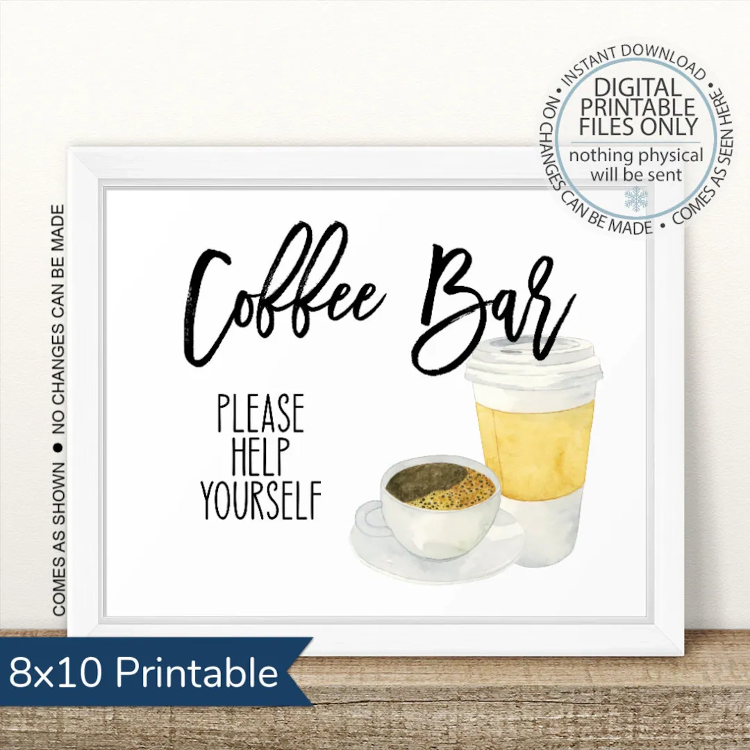 Coffee Here Printable Sign