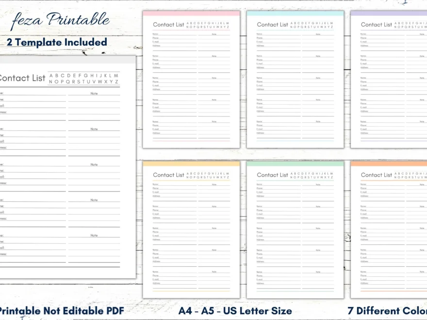 Printable Contact List Template Address Book Pages Address Planner Template Address Tracker Contact List Sheet Important Contacts Form Etsy