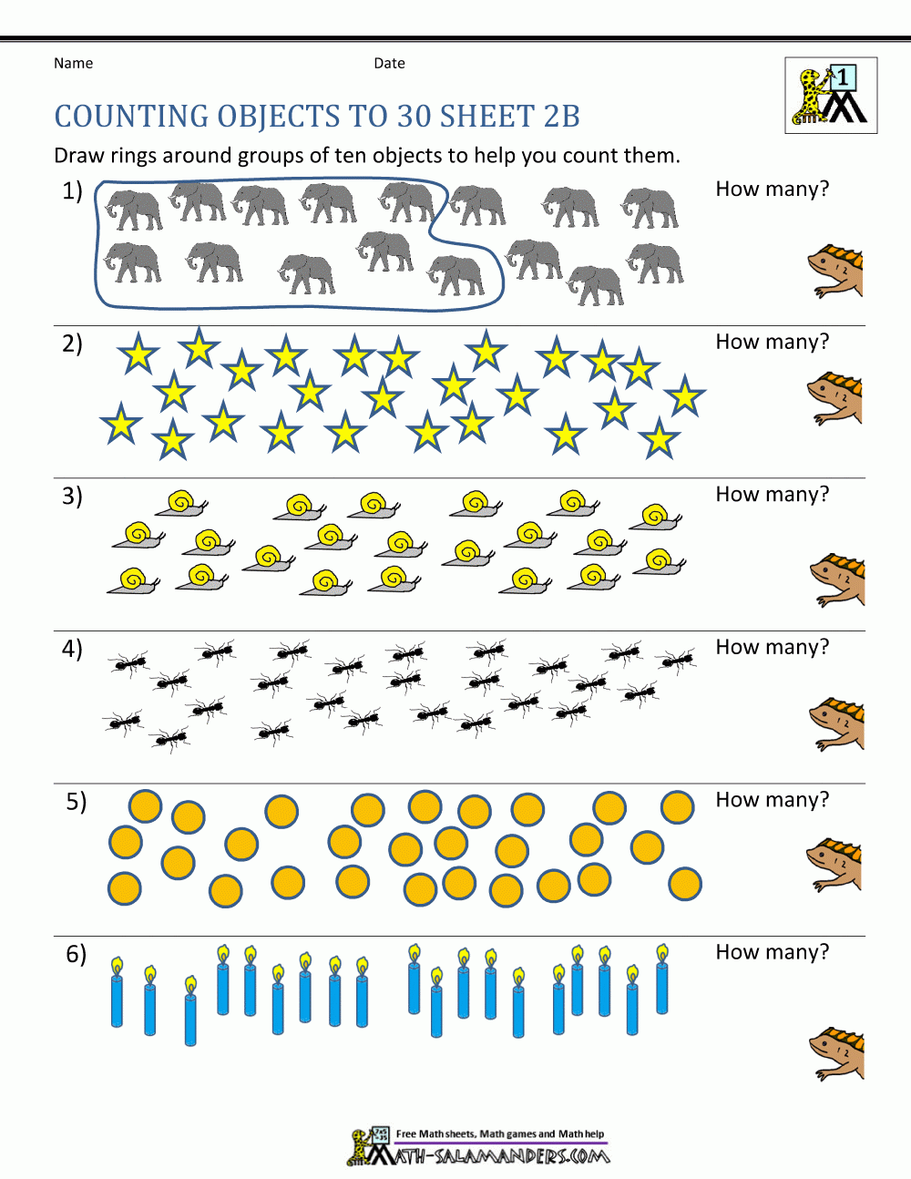Count Across Game Sheets Printable