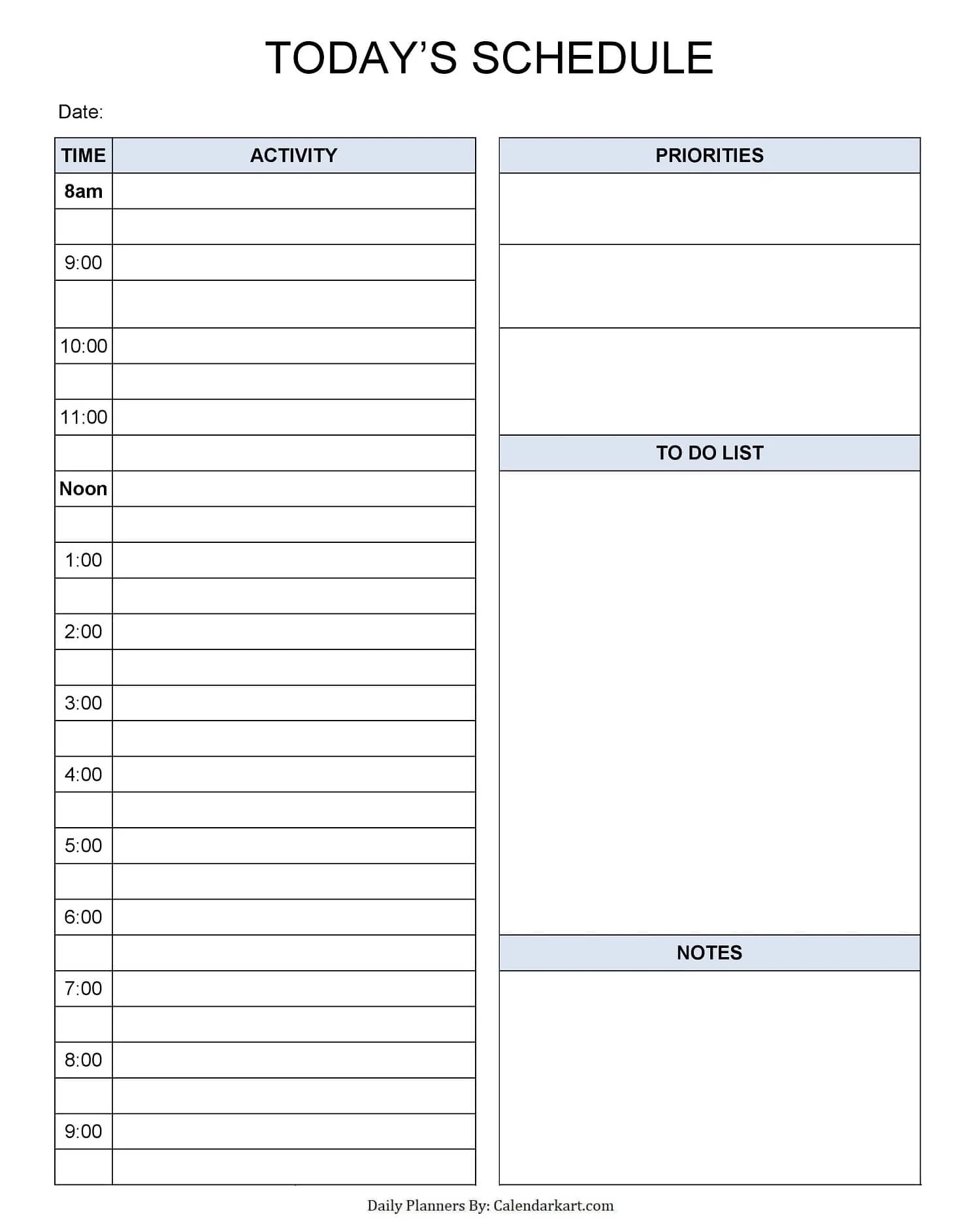 Daily Planner Free Printable